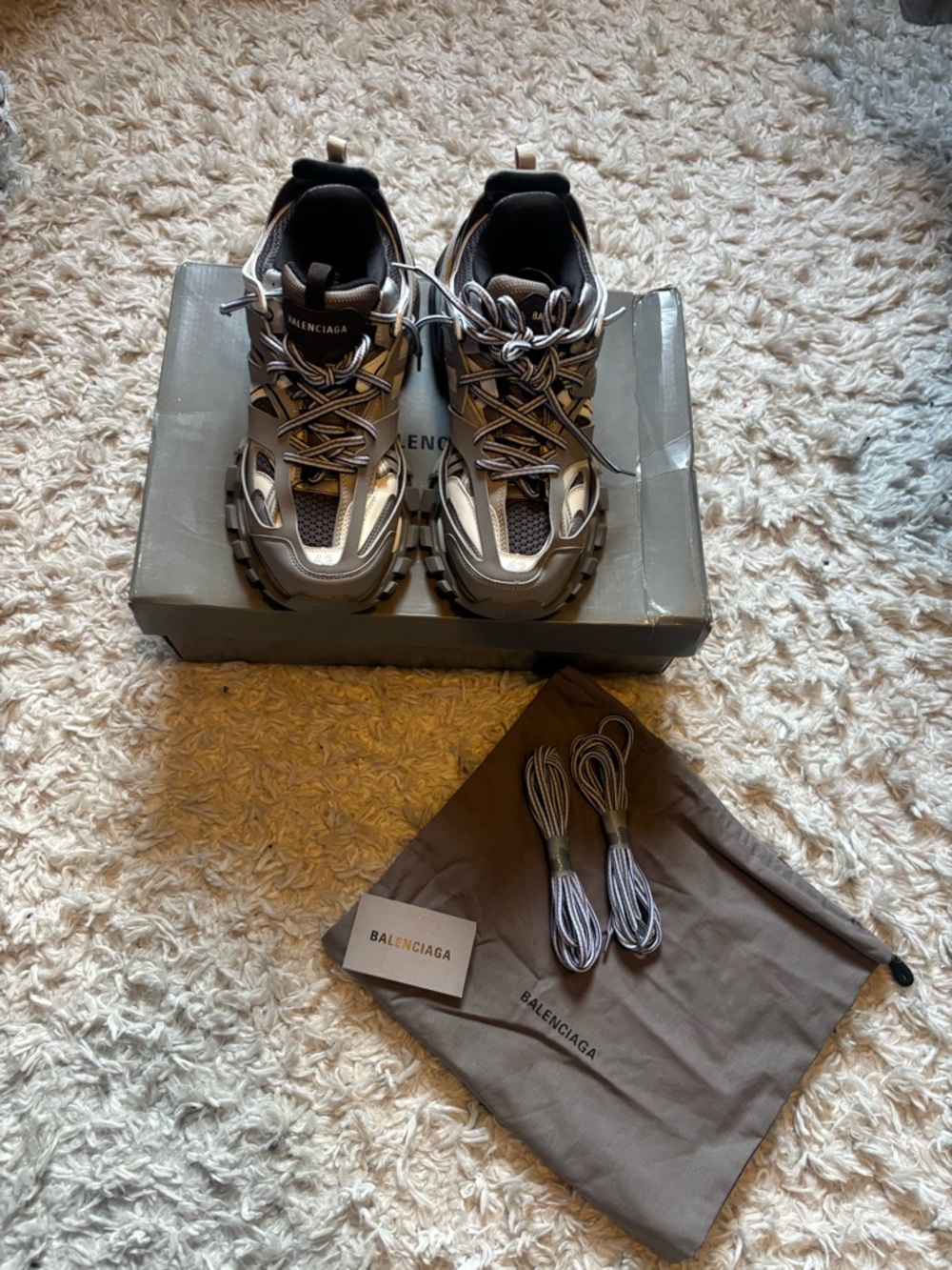 Balenciaga Chunky Track Sneakers - Gray and Silver Accents